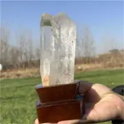 840g Natural Clear Quartz Obelisk Quartz Cystal Point Wand Tower + Stand