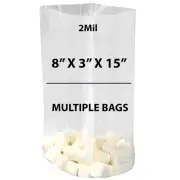 2Mil 8" X 3" X 15" | Clear Gusseted Bags, Heat Sealable | Multiple Bags