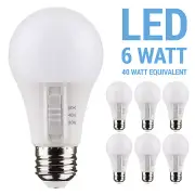 6 Pack S11770 LED 120V 6W =40W A19 Medium E26 CCT Selectable 3000K 4000K 5000K