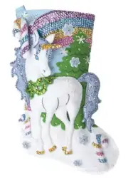 DIY Bucilla Santa's Unicorn Rainbow Christmas Felt Stocking Kit
