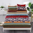 Mandala Striped Flat/Fitted Sheet Mattress Protector Queen King Size Pillow Case