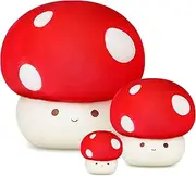 3 Pcs Mushroom Plush Pillow and Stuffed Animal Set - Cute Plushie Assorted Sizes With Keychain for Birthday Gift and Bedroom Decoration
