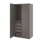 PAX / FORSAND wardrobe combination, dark grey/dark grey, 100x60x201 cm