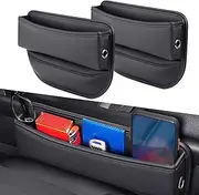 SAPUBK Pack of 2 Small Tidying Stowing Pockets Fit for Car Center Console Side，Universal Auto Interior Accessories for Phones, Glasses, Keys, Cards Storage & Organizing(Black)