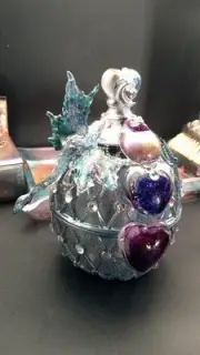 Fantasy Dragon Lovers Ornate Egg Storybook Artisan Handmade Jewlery Trinket Box
