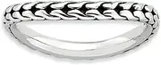 [Stackable Expressions] 2.25mm 925 Sterling Silver Polished Patterned Artisan Oxidized Stackable Antiqued Wave Ring Size 6-Stackable-Ring for Women