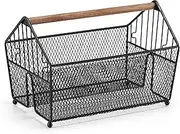 Gourmet Basics by Mikasa Porto Condiment Carrier Storage Caddy, 7.75 x 12 x 7.25 Inch, Black