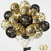 60th Birthday Balloons 15 Pcs Black Gold Happy 60th Birthday Latex Confetti Balloons Black Gold 60th Birthday Party Decorations Balloons for Men Women 60th Birthday Décor Anniversary Supplies (Age 60)
