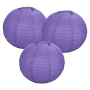 3Pcs Decorative Hanging Round Paper Lanterns 35cm/14", Violet