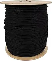 Solid Braid Cotton Sash Cord - 5/16 Inch x 250 Feet, Black Color - Multipurpose Clothesline