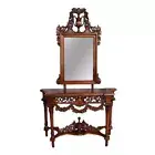 Solid Mahogany Wood Ursula Hall Table & Mirror Antique Reproduction Design