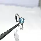 In Demand Round Cut Blue Topaz 925 Silver Ring Prong Setting Unique Silver Ring