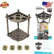 Modern Grey Pool Cue Rack with 2 Shelves and Removable Ball Hook - Easy Install