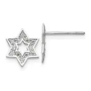 14k 14kt White Gold Madi K White Gold CZ Star of David Earrings 10 mm X 8 mm