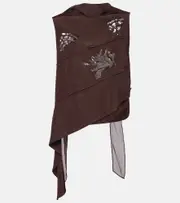 [Jacques Wei] Jacques Wei Embellished scarf-detail asymmetric top AU 10 brown