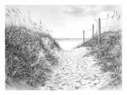Beach Path black and white Canvas Print Wall Art