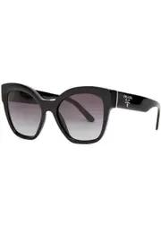 Prada - Oversized Round-frame Sunglasses Black, Designer-engraved Graduated Lenses, Designer-stamped Temples, 100% UV Protection One Size