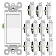 3-Way Wall Light Switch On/Off Rocker Paddle Switch 15A 120/277V UL White 12Pack