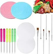 16 Pcs Cookie Decorating Kit With 2 Acrylic Turntables, 6 Scribe Needles, 2 Silicone Mesh Mats, and 6 Decoration Brushes