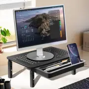Computer Monitor Stand with Drawer, 3 Height Adjustable 66.1Lbs(30Kg)Load-Bearin
