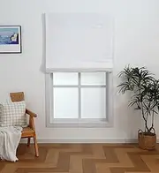 Everyday Celebration Linen Blend Cordless Roman Blinds – Light Filtering Pull Down Window Treatment for Home, Indoor Shades & Blinds (32x64 White)