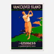 Galrie Vintage Vancouver Island Golf Travel Poster - A Nostalgic Home Decor, Poster Only, A1 60 x 84cm (23 x 33inch)