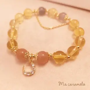 【焦糖小姐 Ms caramelo】黃水晶月光石金太陽石(水晶手鍊)