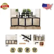 Portable 4-Panel Freestanding Dog Gate in Black & Gold - No Assembly Needed