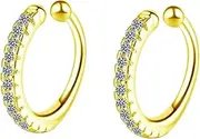 [EIYIELX] Clip On Earrings for Women Geometric C Shape Ear Cuff Without Piercing Fake Cartilage Jewelry(Gold)