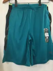 New Russell Boy Core Shorts Teal Dri-power 360 Reflective Confort Waist Athletic