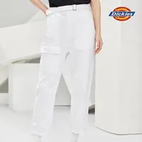 在飛比找momo購物網優惠-【Dickies】女款白色純棉附腰帶口袋設計工裝長褲｜DK0