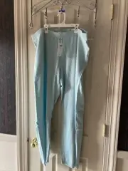 Chicos ZENERGY WOMENS Light Blue Cotton Cashmere Rib Hem Pant SZ 3 REG $89 NWT