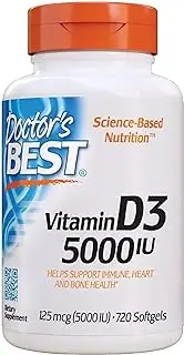 Doctor's Best Vitamin D3 5000IU, Non-GMO, Gluten Free, Soy Free, Regulates Immune Function, Supports Healthy Bones, 720 Softgels