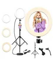 10" Selfie Light and Tripod 3 colors extendable with Double-Phone holders remote