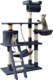 Cat Tree Large Cats Tower Ultimate Scratching Post, 141cm Height Grey Pet Scratc