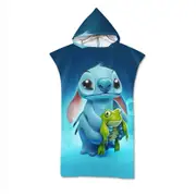 v3198 Bed Sheets Stitch Frog Hooded Towel Poncho Bath Swim Beach Coverup for Kids Adults Bed Sheets IU3198