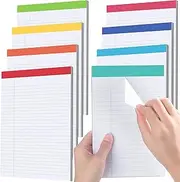 Fulmoon 8 Pcs Legal Pads 5 x 8 Inch Lined Notepads Wide Ruled Perforated 50 Sheets Notepads Shopping List Note Pads 80gsm Paper Assorted Colors Writing Pads for School Home College Office Professional