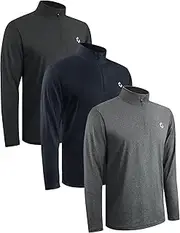 [JumGear-Life] 3Pack Quarter 1/4 Zip Pullover Men Dry Fit Sweatshirts Long Sleeve Running Athletic Golf Work Out Gym Shirt