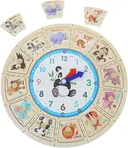 QUMIIRITY Educational Wooden Clock for Animal Design Teaching Clock Puzzle Portable Learning Durable Present for Birthdays and Holidays