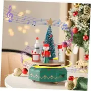 Christmas Rotating Music Box,Nutcracker Wooden Music Boxes Christmas Tree