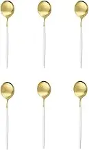 Tea Spoon Dessert Spoons 6Pcs Matte Stainless Steel Teaspoon for Dessert Ice Cream Stirring Coffee Small Spoons Kitchen Accessories Mini Gold Spoon Set 6Pcs White Gold