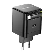 [GaN Tech] ESSAGER G652CE 65W 2-Port USB PD Charger Type-C+Type-C Retractable Cable Support PD3.0 QC4.0 PPS Fast Chargin