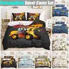 Working Tractor Excavator Digger Crane Mine Car Vehicles Duvet Quilt Cover Set