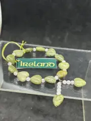 Vintage Connemara Marble with Rose Quartz Stretch Bracelet Ireland JC Walsh Co