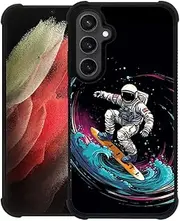 [Goodsprout] Compatible with Samsung Galaxy S24/S25 Plus Case,Astronaut Surfing Space Amazing Pattern Design Shockproof Anti-Scratch Hard PC Back Case for Samsung Galaxy S24/S25 Plus