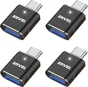 ENVEL USB C to USB Adapter, 4 Pack USB 3.0 to USB C Adapter, USB Type-C Male to USB Female OTG Converter, Compatible with Watch Phone 11 12 13 14 15 S23 S22 Pad Air 4 5 Mini 6