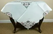 Ivory Embroidery Tablecloth 36" Square Coffee Side End Table Night Stand Cover