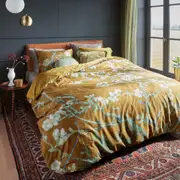 Blossoming Ochre Cotton Sateen Quilt Cover Set by Bedding House