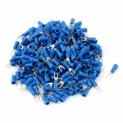 A● 320 Pcs Blue Insulated Fork Spade Wire Connector Electrical Crimp Terminals