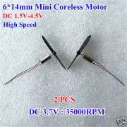 2PCS 6mm*14mm DC3V 3.7V 35000RPM High Speed Micro Coreless Motor+Blades RC Drone